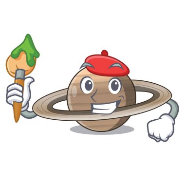 Sanatçı Pluto Satürn maskot vetor illüstrasyon ile izole