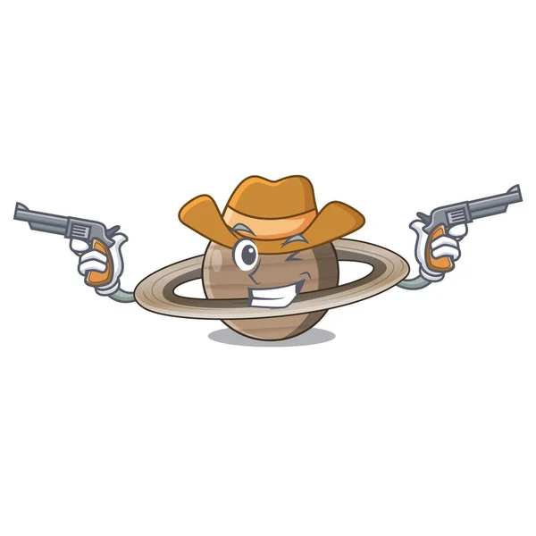 Cowboy Pluto Saturn Isolated Mascot Vetor Illustration — Stock Vector