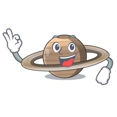 Gezegenin iyi görüntü karakter vektör çizim Satürn