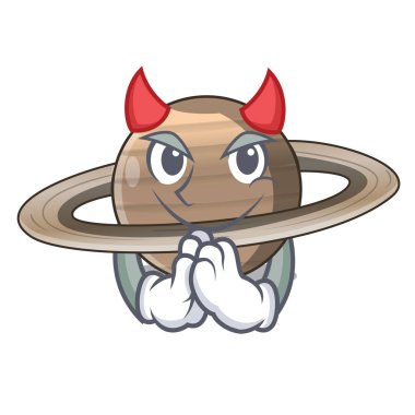 Şeytan gezegen Satürn çizgi film form vektör çizim