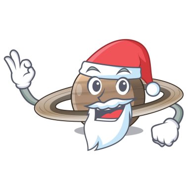 Santa gezegen Satürn yukarıda gökyüzü çizgi film vrctor illüstrasyon