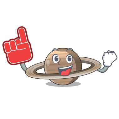 Köpük parmak gezegen Satürn yukarıda gökyüzü çizgi film vrctor illüstrasyon