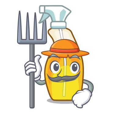 Çiftçi şişe sprey karakter formu vektör çizim