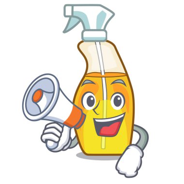 Karakter formu vektör çizim ile megafon şişe sprey