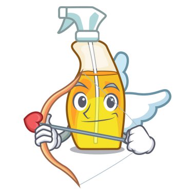 Aşk tanrısı şişe sprey karakter formu vektör çizim