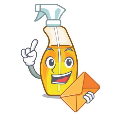 Zarf sprey parfüm ile bir çizgi film şişe vektör çizim