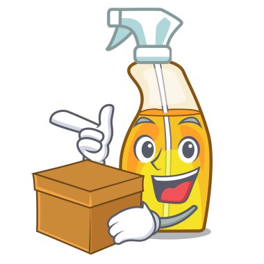 Bir çizgi film şişe vektör çizim ile kutu sprey parfüm