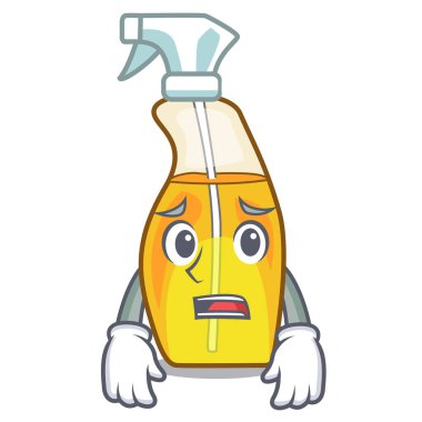 Korkarım püskürtülen ilaç şişe maskot tablo vektör çizim üzerinde