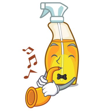 Trompet sprey şişesinde maskot tablo vektör çizim ile