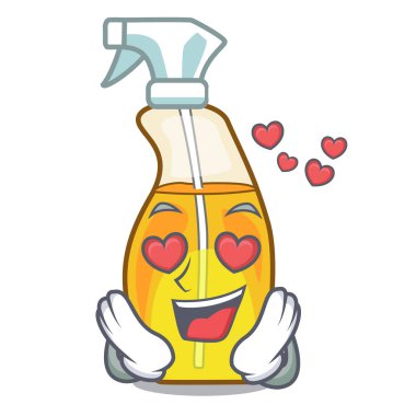 Aşk sprey şişesinde maskot tablo vektör çizim içinde