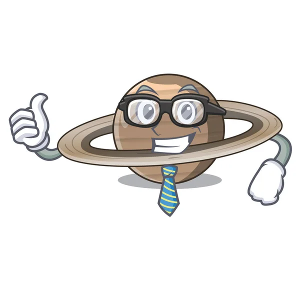 Geschäftsmann Bild Des Planeten Saturn Charakter Vektor Illustration — Stockvektor