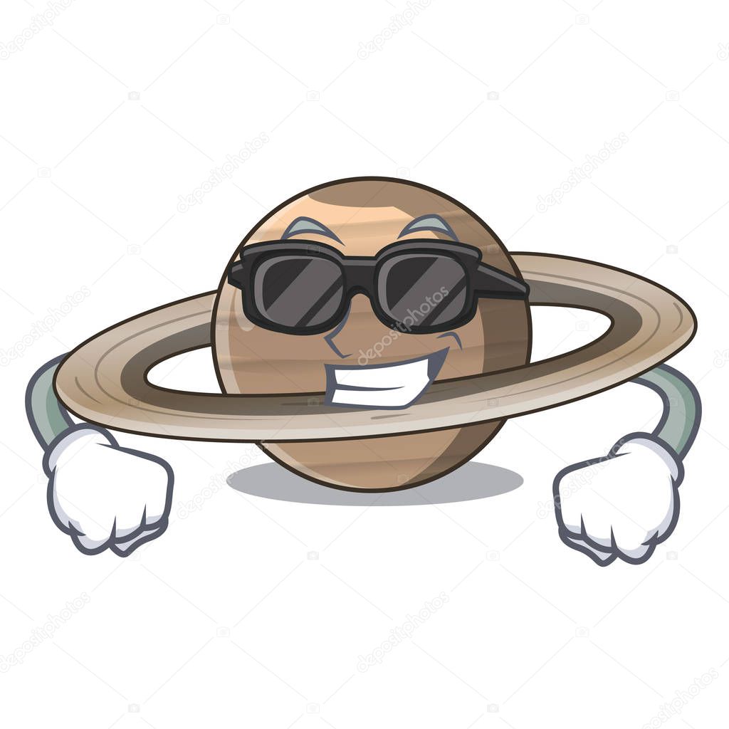 Super cool image of planet saturn in character vector illustration
