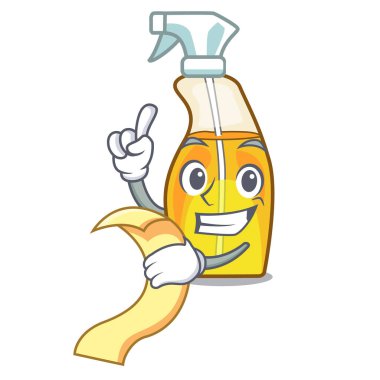 Menü sprey şişesinde maskot tablo vektör çizim ile