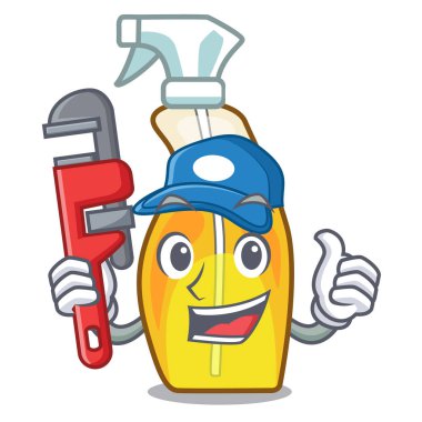 Tesisatçı Sprey şişeleri karikatürler vektör çizim izole edilmiştir