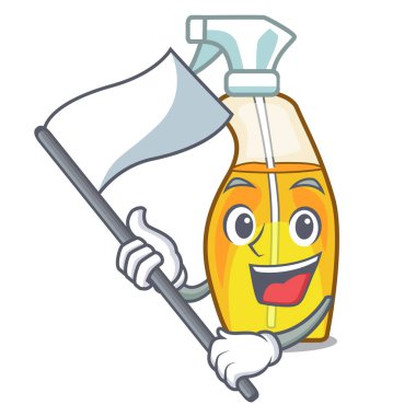 Bayrağı ile Sprey şişeleri karikatürler vektör çizim izole edilmiştir