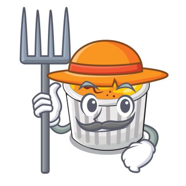 Çiftçi gıda creme brule karikatür hazır yemek vektör çizim