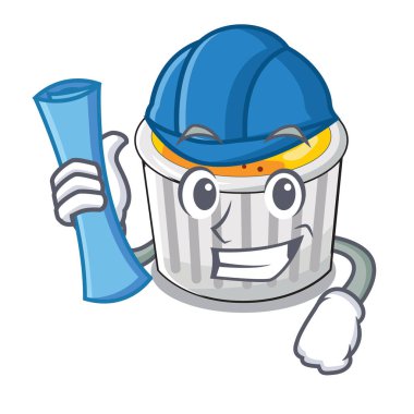 Mimar creme brule beyaz çizgi film kase illüstrasyon vektör