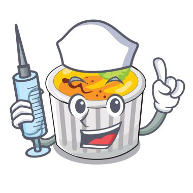 Hemşire crème brule beyaz çizgi film kase illüstrasyon vektör