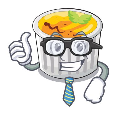 İşadamı creme brule beyaz çizgi film kase illüstrasyon vektör