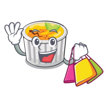 Alışveriş creme brule beyaz çizgi film kase illüstrasyon vektör