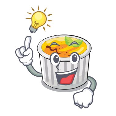 Bir fikir creme brulee maskot plaka vektör çizim üzerinde hizmet var