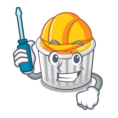 Maskot plaka vektör çizim üzerinde servis Otomotiv krem brulee