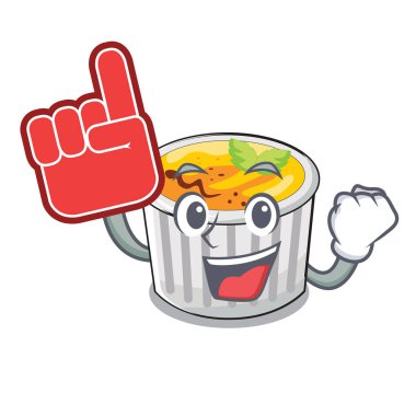Köpük parmak creme brulee maskot plaka vektör çizim görev yaptı.