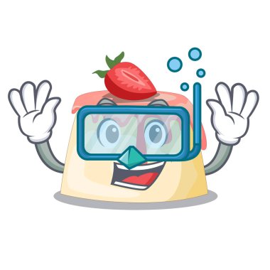 Ahşap çizgi film tablo vektör çizim üzerinde çilek puding dalış