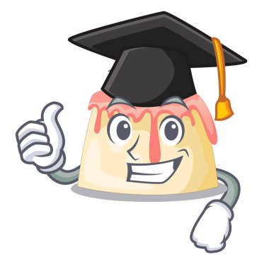 Mezuniyet ahşap karikatür tablo vektör çizim üzerinde çilek puding