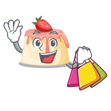 Ahşap çizgi film tablo vektör çizim üzerinde alışveriş çilek puding