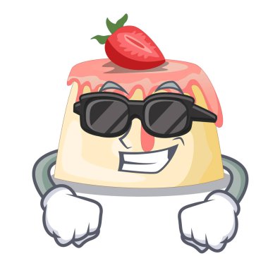 Ahşap çizgi film tablo vektör çizim üzerinde süper cool çilek puding