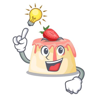 Bir fikir çilek puding maskot plaka vektör çizim üzerinde hizmet ettin