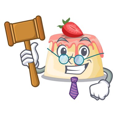 Yargıç çilek puding maskot plaka vektör çizim görev yaptı.