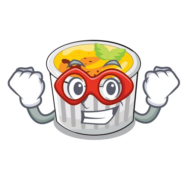 Super Hero Creme Brule White Cartoon Bowl Vector Illustration - Stok Vektor