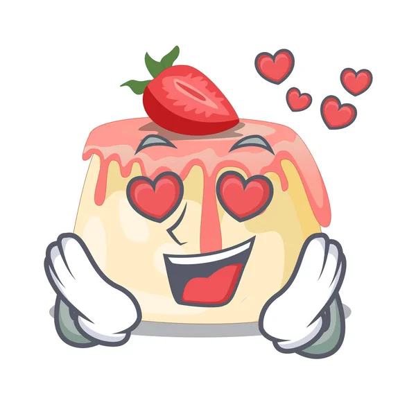 Amour Maison Pudding Aux Fraises Sur Panneau Personnage Illustration Vectorielle — Image vectorielle