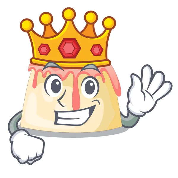 Koning Aardbei Pudding Geserveerd Mascotte Plaat Vectorillustratie — Stockvector