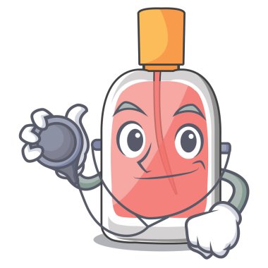 Doktor parfüm bir çizgi film şişe vektör çizim