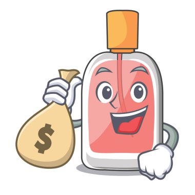 Para çantası parfüm ile bir çizgi film şişe vektör çizim