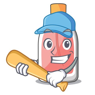 Beyzbol parfüm oynayarak bir çizgi film şişe vektör çizim