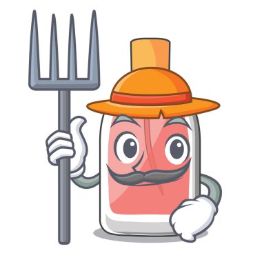 Çiftçi parfüm bir çizgi film şişe vektör çizim