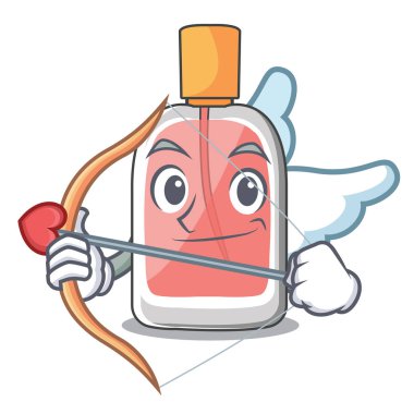 Aşk tanrısı parfüm bir çizgi film şişe vektör çizim