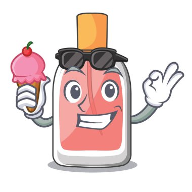 Dondurma parfum botlle şekli ile karikatür vektör çizim