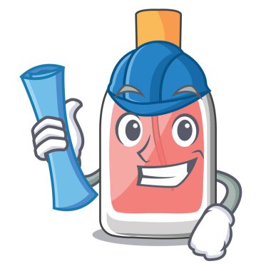 Mimar parfum botlle şekil üzerinde çizgi film vektör çizim