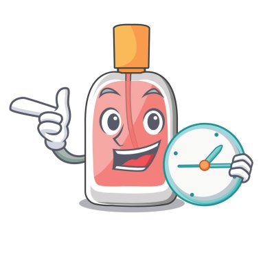 Saat parfum botlle şekli ile karikatür vektör çizim