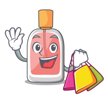 Çizgi film vektör çizim üzerinde alışveriş parfum botlle şekil