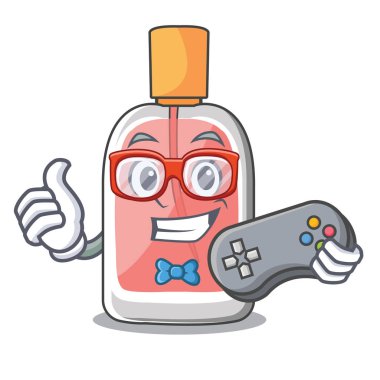 Karakter tablo vektör çizim üzerinde oyun parfüm şişesi