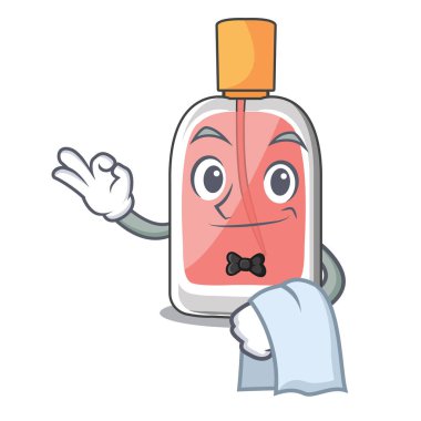 Garson parfüm şişesi üzerinde karakter tablo vektör çizim