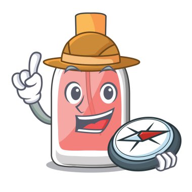 Explorer parfüm şişesi üzerinde karakter tablo vektör çizim