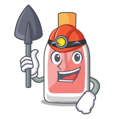 Madenci parfüm şişesi üzerinde karakter tablo vektör çizim