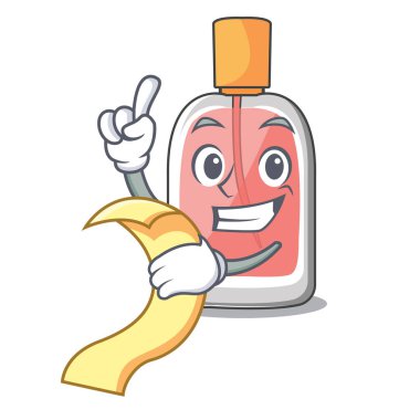 Menü parfüm şişesi ile karakter tablo vektör çizim üzerinde